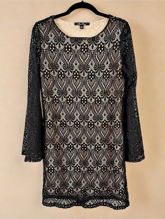 Anne French Dresses & Skirts - Anne French Long Sleeve Black Lace Dress Mini Dress